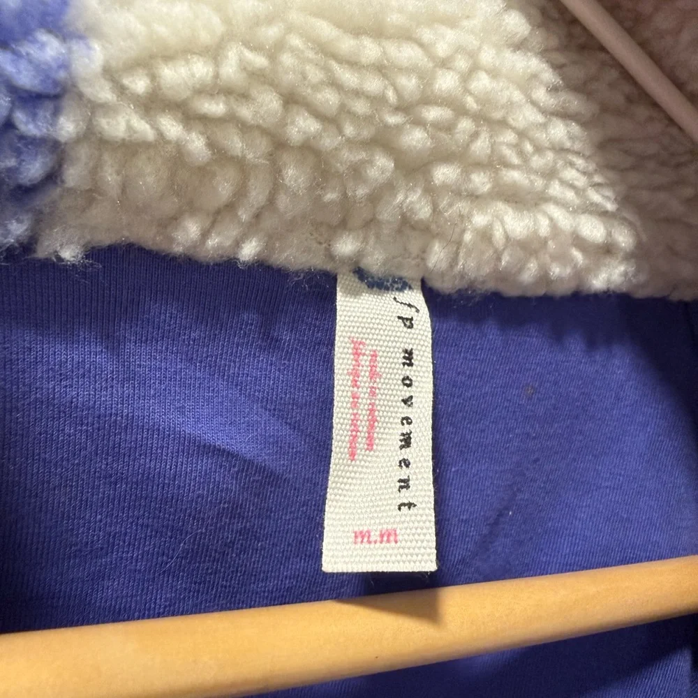 Free People Hit The Slopes Periwinkle Blue Iris Snap Fleece Jacket - Medium - Picture 4 of 5